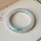60.5mm A-Grade Natural Lavender Bluish Green Jadeite Modern Round Bangle No.  152202
