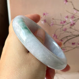 60.5mm A-Grade Natural Lavender Bluish Green Jadeite Modern Round Bangle No.  152202
