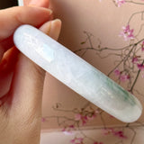 60.5mm A-Grade Natural Lavender Bluish Green Jadeite Modern Round Bangle No.  152202