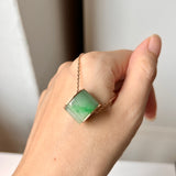 SOLD OUT: A-Grade Floral Green Jadeite Gold Rim Barrel No.172418