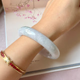 60.5mm A-Grade Natural Lavender Bluish Green Jadeite Modern Round Bangle No.  152202