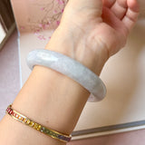 60.5mm A-Grade Natural Lavender Bluish Green Jadeite Modern Round Bangle No.  152202
