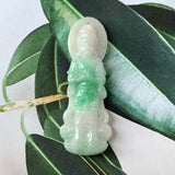 A-Grade Natural Moss On Snow Jadeite Goddess of Mercy Pendant No.220150