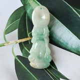 A-Grade Natural Moss On Snow Jadeite Goddess of Mercy Pendant No.220150