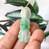 A-Grade Natural Moss On Snow Jadeite Goddess of Mercy Pendant No.220150