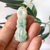 A-Grade Natural Moss On Snow Jadeite Goddess of Mercy Pendant No.220150