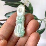 A-Grade Natural Moss On Snow Jadeite Goddess of Mercy Pendant No.220150