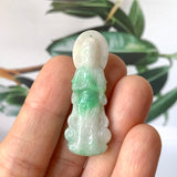 A-Grade Natural Moss On Snow Jadeite Goddess of Mercy Pendant No.220150