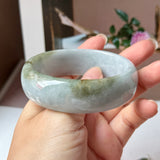57.3mm A-Grade Natural Dark Purple Grey Jadeite Modern Round Bangle No. 330020
