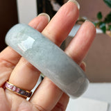 57.3mm A-Grade Natural Dark Purple Grey Jadeite Modern Round Bangle No. 330020