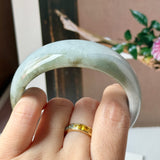 57.3mm A-Grade Natural Dark Purple Grey Jadeite Modern Round Bangle No. 330020