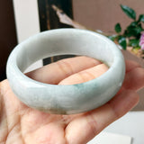57.3mm A-Grade Natural Dark Purple Grey Jadeite Modern Round Bangle No. 330020