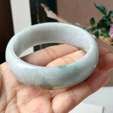57.3mm A-Grade Natural Dark Purple Grey Jadeite Modern Round Bangle No. 330020