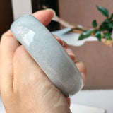 57.3mm A-Grade Natural Dark Purple Grey Jadeite Modern Round Bangle No. 330020
