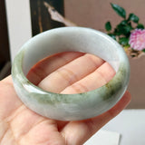 57.3mm A-Grade Natural Dark Purple Grey Jadeite Modern Round Bangle No. 330020