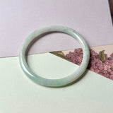 59.4mm A-Grade Natural Light Green Lavender Jadeite Traditional Round Slim Cut Bangle No.152119
