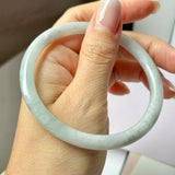 59.4mm A-Grade Natural Light Green Lavender Jadeite Traditional Round Slim Cut Bangle No.152119