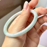 59.4mm A-Grade Natural Light Green Lavender Jadeite Traditional Round Slim Cut Bangle No.152119