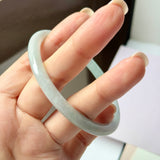 59.4mm A-Grade Natural Light Green Lavender Jadeite Traditional Round Slim Cut Bangle No.152119