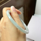 59.4mm A-Grade Natural Light Green Lavender Jadeite Traditional Round Slim Cut Bangle No.152119