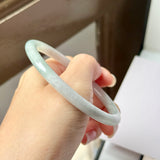 59.4mm A-Grade Natural Light Green Lavender Jadeite Traditional Round Slim Cut Bangle No.152119