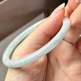 59.4mm A-Grade Natural Light Green Lavender Jadeite Traditional Round Slim Cut Bangle No.152119