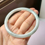 59.4mm A-Grade Natural Light Green Lavender Jadeite Traditional Round Slim Cut Bangle No.152119
