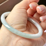 59.4mm A-Grade Natural Light Green Lavender Jadeite Traditional Round Slim Cut Bangle No.152119