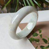 57.1mm A-Grade Natural Light Green Jadeite Modern Round Bangle No. 600125
