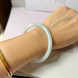 59.4mm A-Grade Natural Light Green Lavender Jadeite Traditional Round Slim Cut Bangle No.152119
