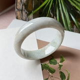 57.1mm A-Grade Natural Light Green Jadeite Modern Round Bangle No. 600125