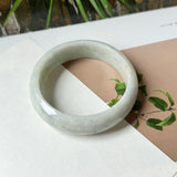 57.1mm A-Grade Natural Light Green Jadeite Modern Round Bangle No. 600125
