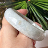 57.1mm A-Grade Natural Light Green Jadeite Modern Round Bangle No. 600125