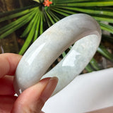 57.1mm A-Grade Natural Light Green Jadeite Modern Round Bangle No. 600125