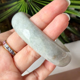 57.1mm A-Grade Natural Light Green Jadeite Modern Round Bangle No. 600125
