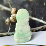 A-Grade Natural Moss On Snow Jadeite Goddess of Mercy Pendant No.170802