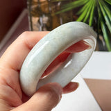 57.1mm A-Grade Natural Light Green Jadeite Modern Round Bangle No. 600125