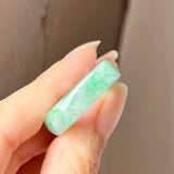 17mm A-Grade Natural Floral Imperial Jadeite Saddle Loaf Ring Band No.162340