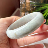 57.1mm A-Grade Natural Light Green Jadeite Modern Round Bangle No. 600125
