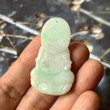 A-Grade Natural Moss On Snow Jadeite Goddess of Mercy Pendant No.170802