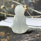 A-Grade Natural Light Greyish Lavender Jadeite Goddess of Mercy Pendant No.171459