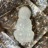 A-Grade Natural Light Greyish Lavender Jadeite Goddess of Mercy Pendant No.171459