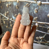 A-Grade Natural Light Greyish Lavender Jadeite Goddess of Mercy Pendant No.171459