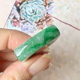 19.1mm A-Grade Natural Floral Imperial Jadeite Saddle Loaf Ring Band No.162342