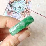 19.1mm A-Grade Natural Floral Imperial Jadeite Saddle Loaf Ring Band No.162342