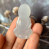 A-Grade Natural Light Greyish Lavender Jadeite Goddess of Mercy Pendant No.171459