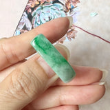 19.1mm A-Grade Natural Floral Imperial Jadeite Saddle Loaf Ring Band No.162342