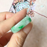 19.1mm A-Grade Natural Floral Imperial Jadeite Saddle Loaf Ring Band No.162342