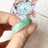 19.1mm A-Grade Natural Floral Imperial Jadeite Saddle Loaf Ring Band No.162342