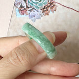 19.1mm A-Grade Natural Floral Imperial Jadeite Saddle Loaf Ring Band No.162343